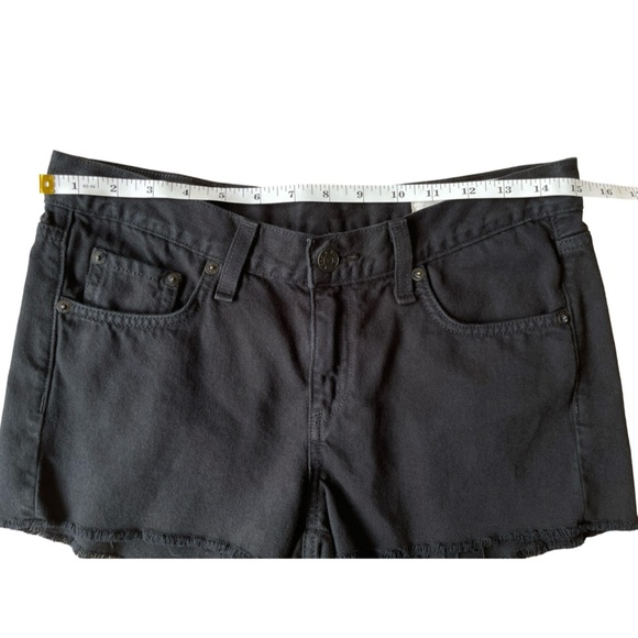 RAG & BONE Black Denim Mini Shorts Grunge Festival Raw Hem - Size 25 - Picture 7 of 13